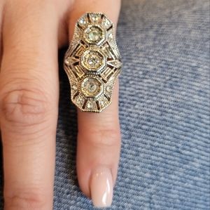 Vintage Art Deco Style Estate Antique Victorian Ring Multi Stones Sz 3